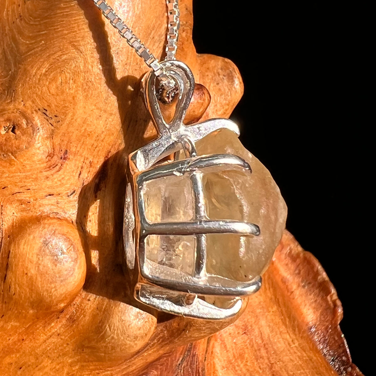 Libyan Desert Glass & Phenakite Pendant Sterling #8923-Moldavite Life