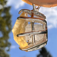 Libyan Desert Glass & Phenakite Pendant Sterling #8924-Moldavite Life