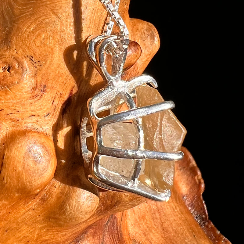 Libyan Desert Glass & Phenakite Pendant Sterling #8924-Moldavite Life