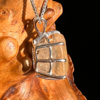 Libyan Desert Glass & Phenakite Pendant Sterling #8926-Moldavite Life