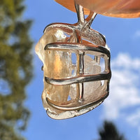 Libyan Desert Glass & Phenakite Pendant Sterling #8927-Moldavite Life