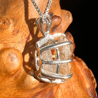 Libyan Desert Glass & Phenakite Pendant Sterling #8927-Moldavite Life