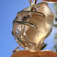 Libyan Desert Glass & Phenakite "drill bit" Pendant Sterling #8412-Moldavite Life
