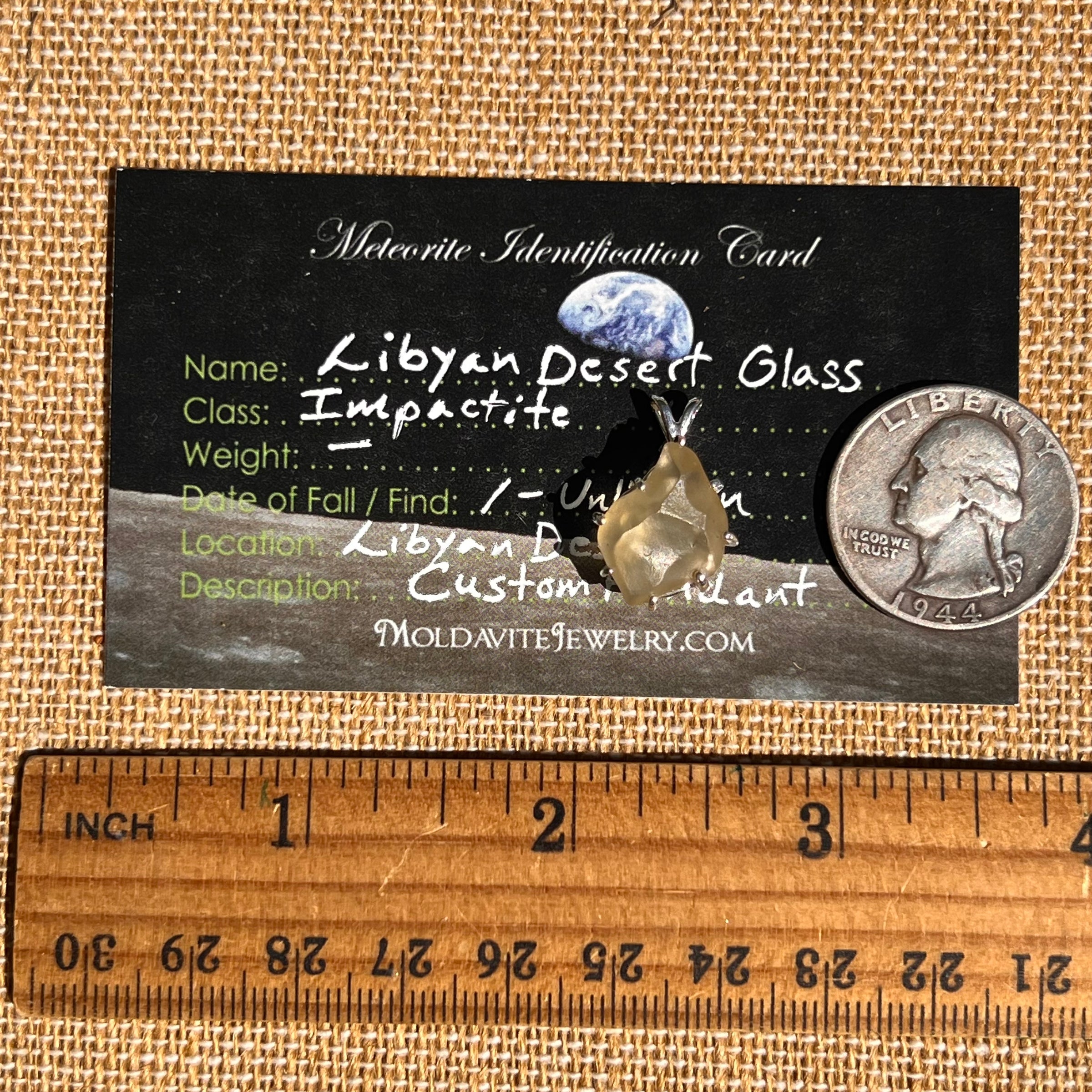 Libyan Desert Glass & Phenakite "drill bit" Pendant Sterling #8412-Moldavite Life