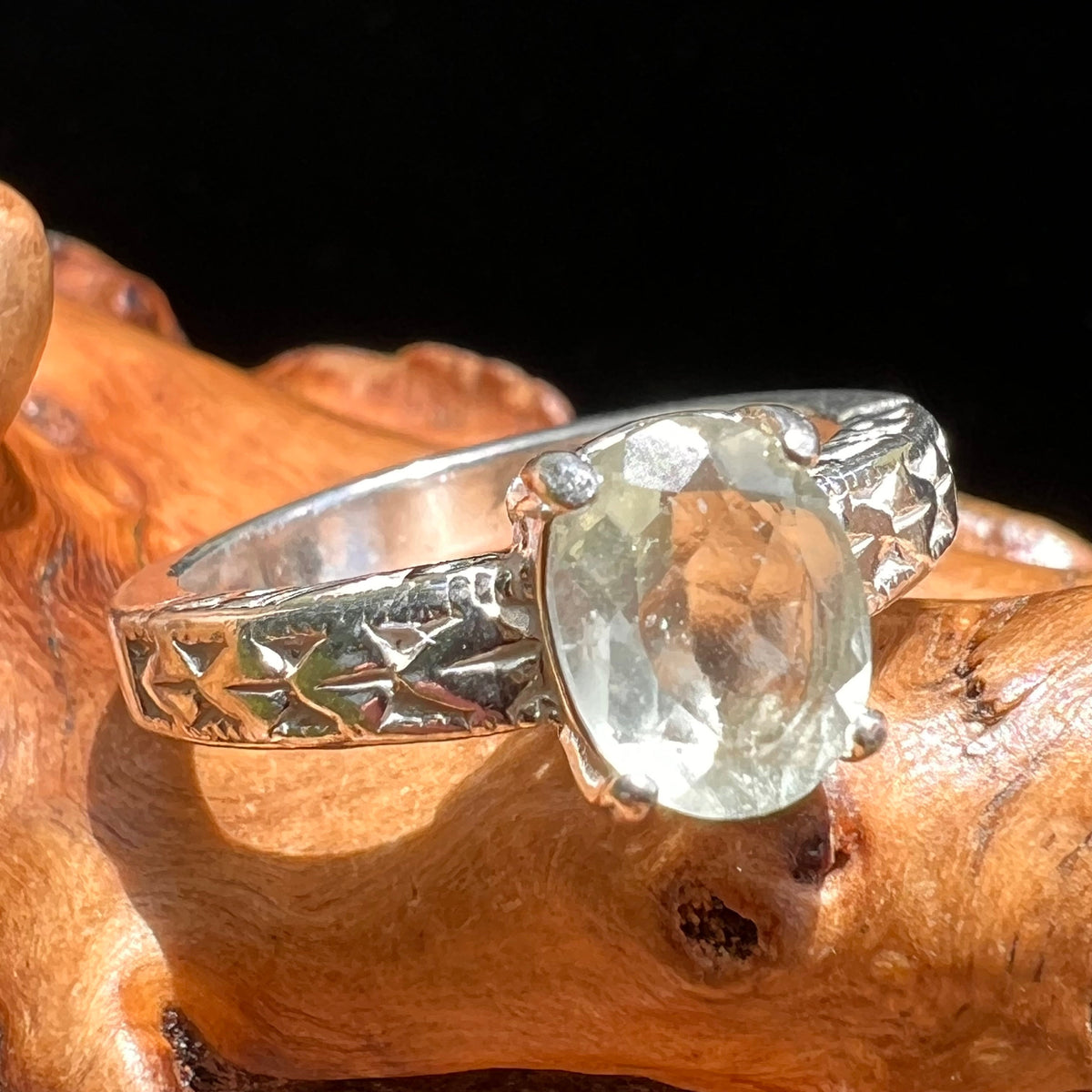 Libyan Desert Glass Ring Sterling Silver Size 6.75 #5193-Moldavite Life