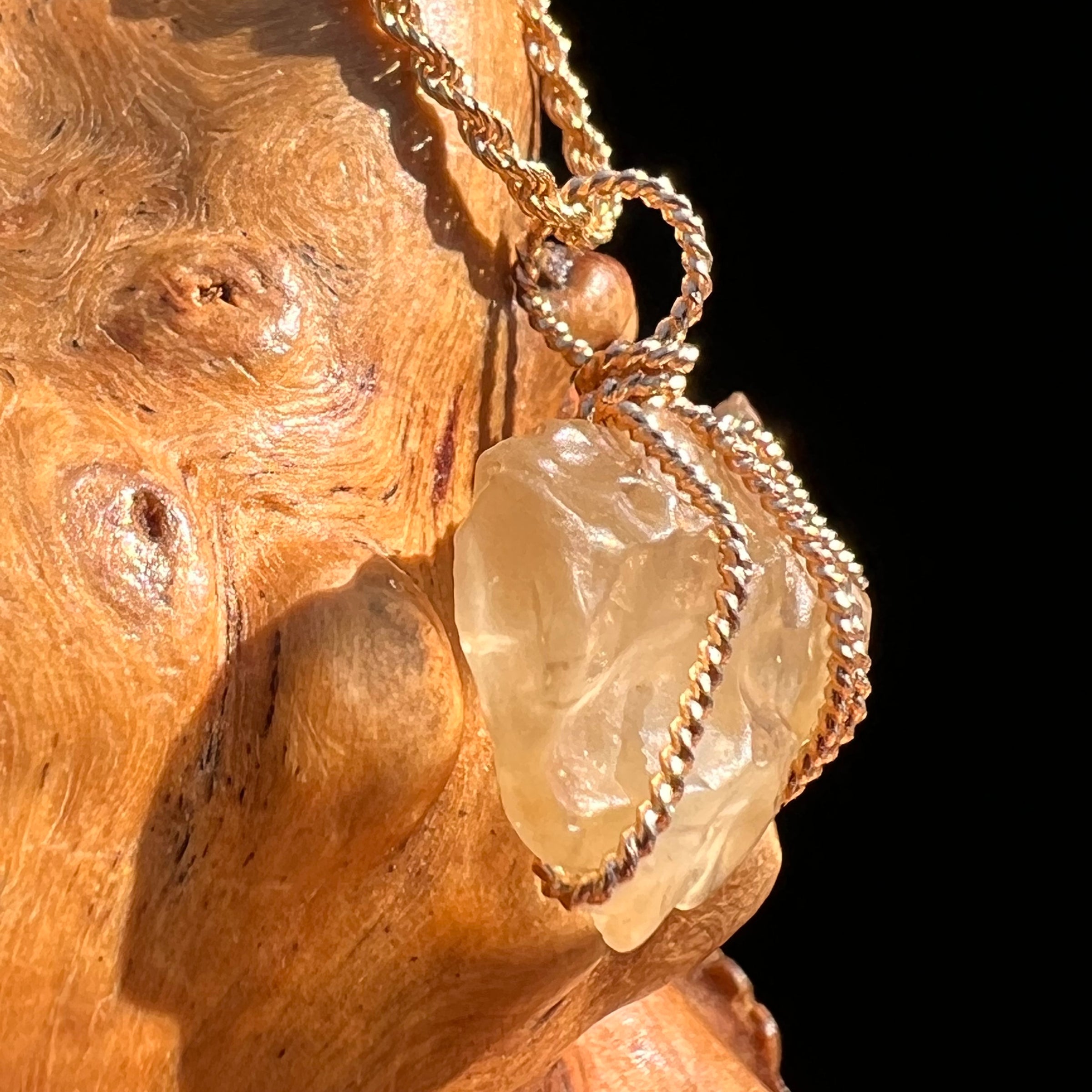 Libyan Desert Glass Wire Wrapped Pendant 14k GF #8300-Moldavite Life
