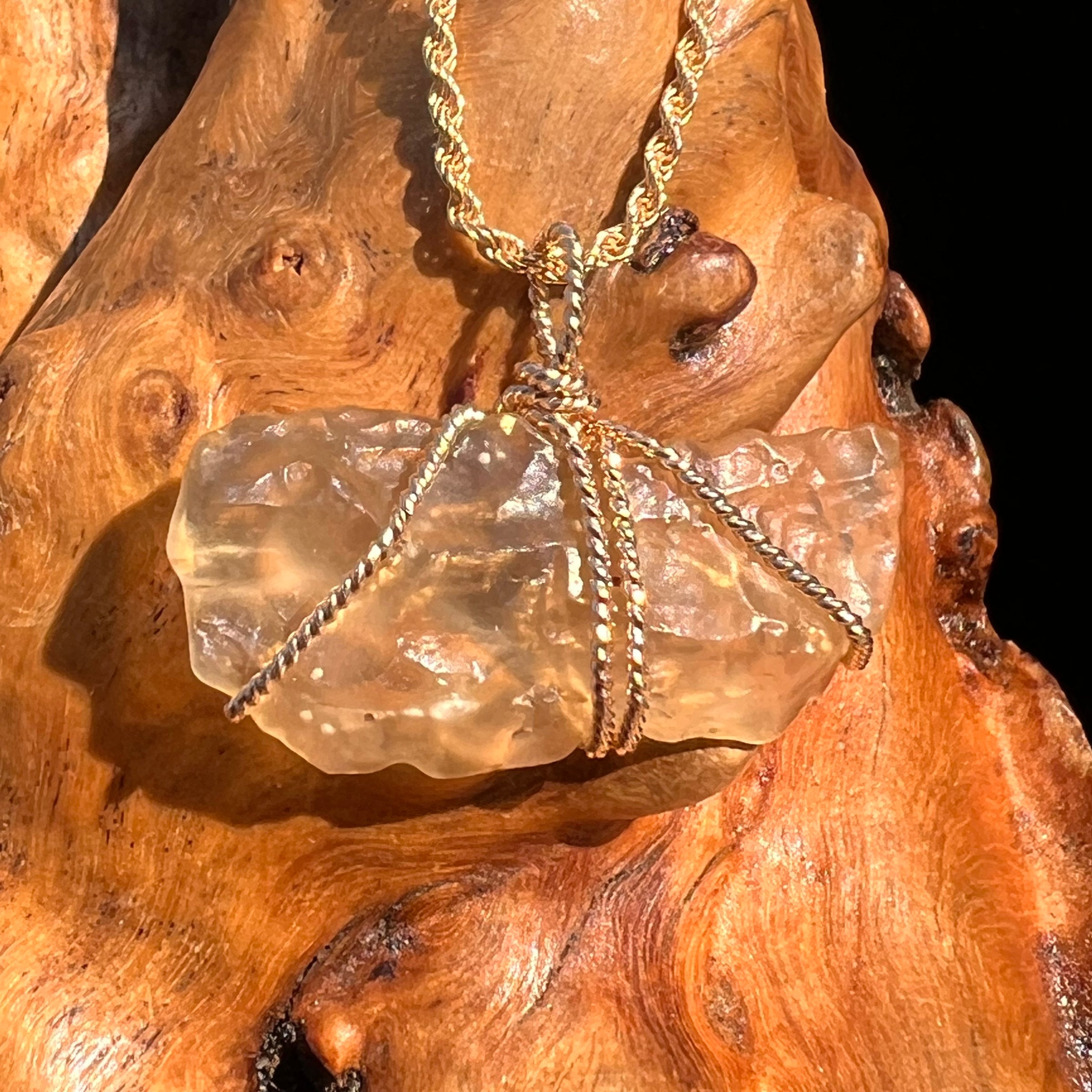 Libyan Desert Glass Wire Wrapped Pendant 14k GF #8300-Moldavite Life