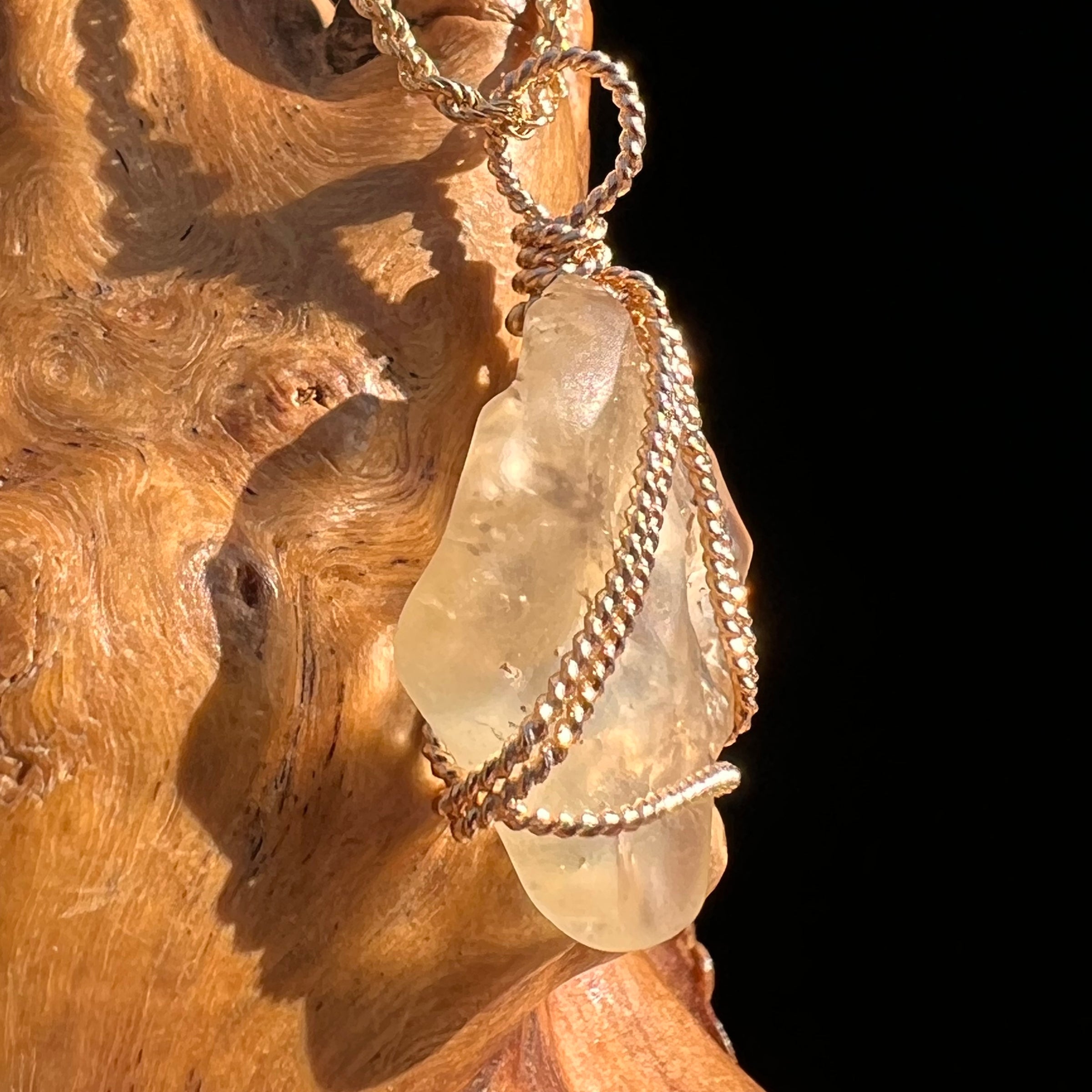 Libyan Desert Glass Wire Wrapped Pendant 14k GF #8301-Moldavite Life