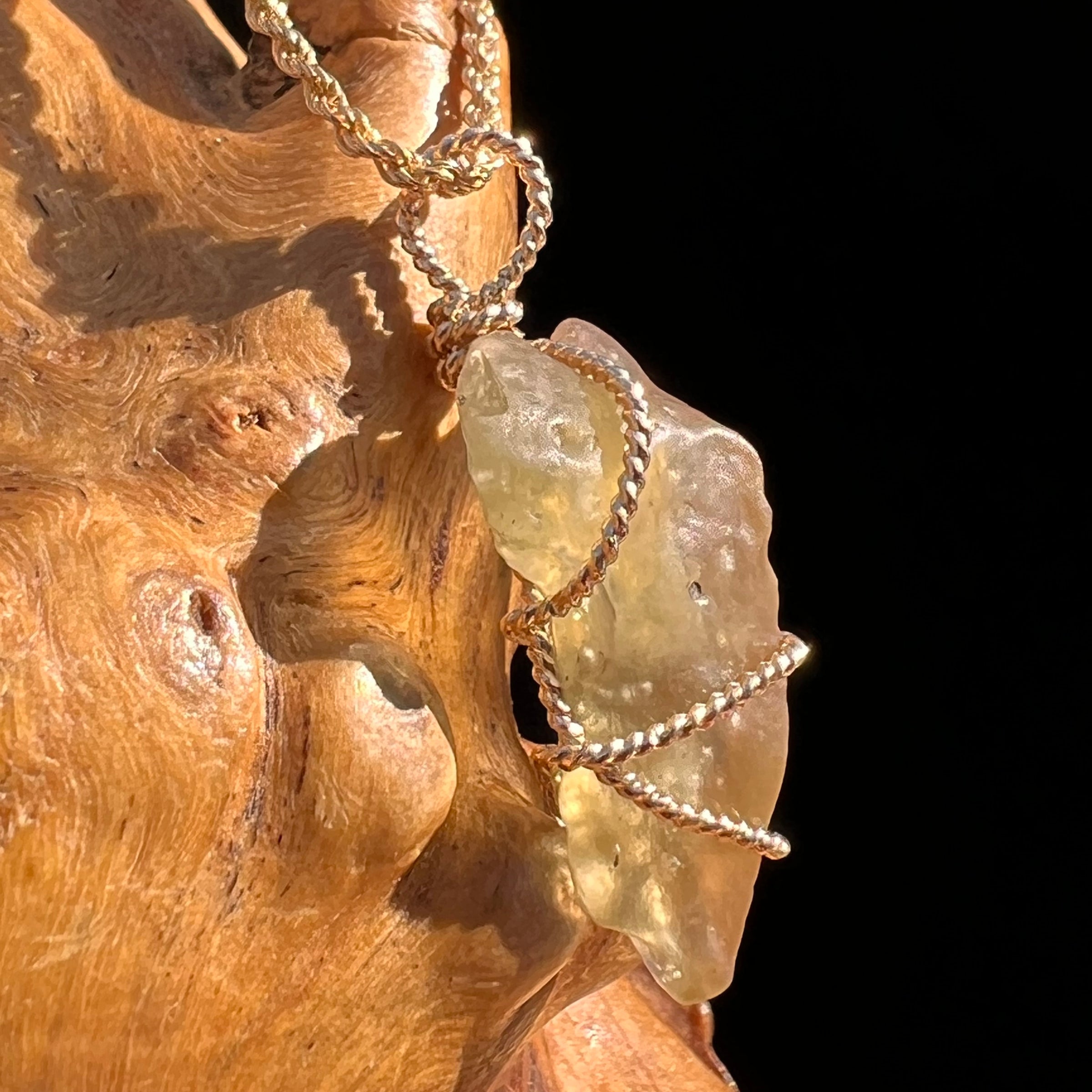 Libyan Desert Glass Wire Wrapped Pendant 14k GF #8302-Moldavite Life