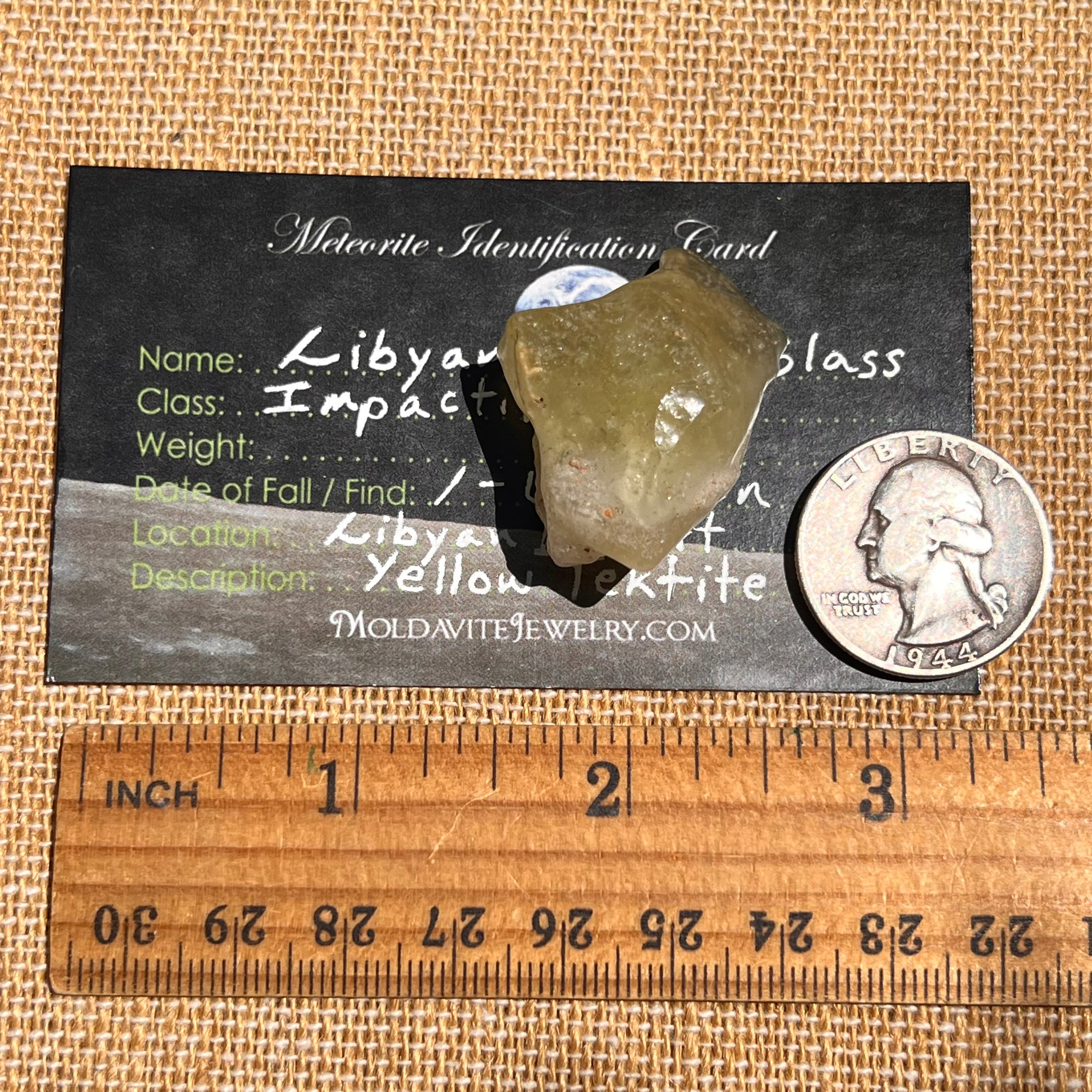 Libyan Desert Glass w/ Cristobalite 13.3 grams #509-Moldavite Life