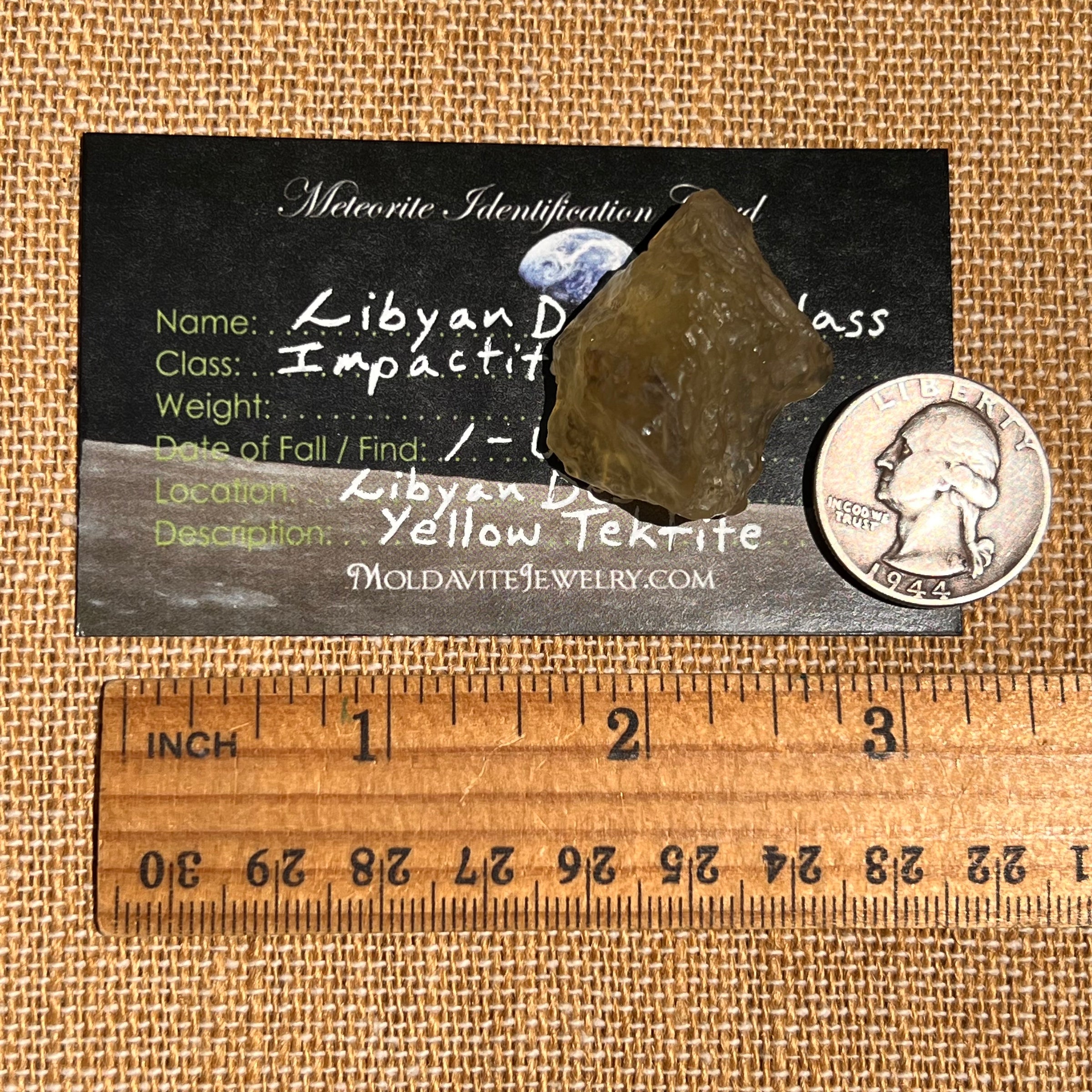 Libyan Desert Glass w/ Cristobalite 13.7 grams #525-Moldavite Life