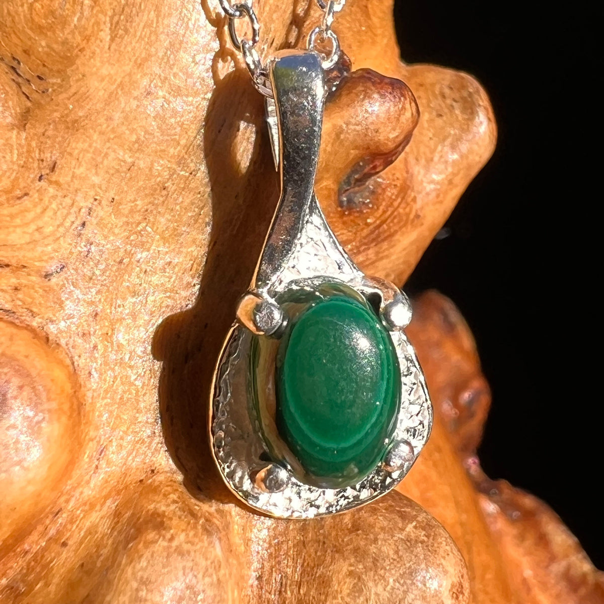 Malachite Necklace Sterling Silver #6225-Moldavite Life