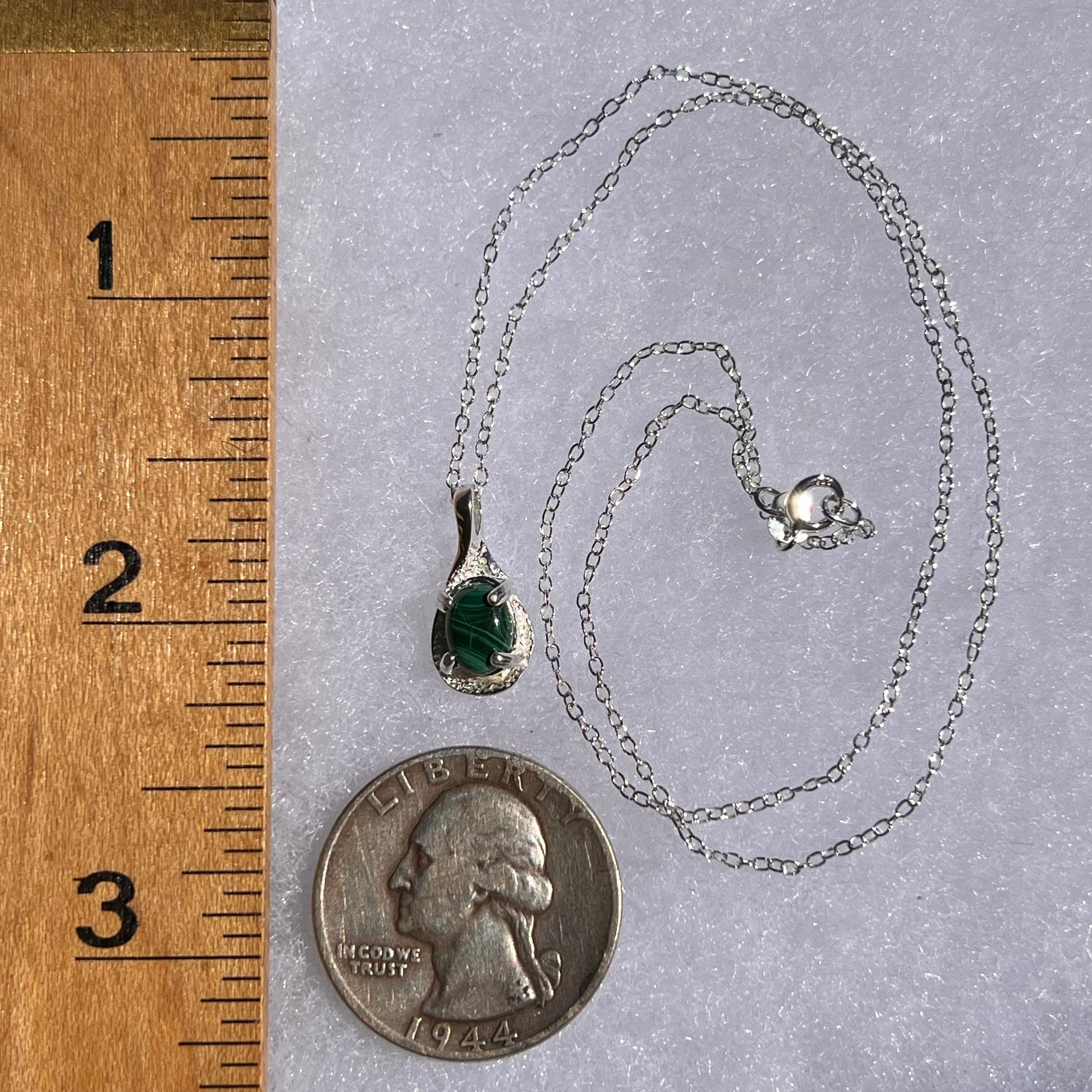 Malachite Necklace Sterling Silver #6226-Moldavite Life