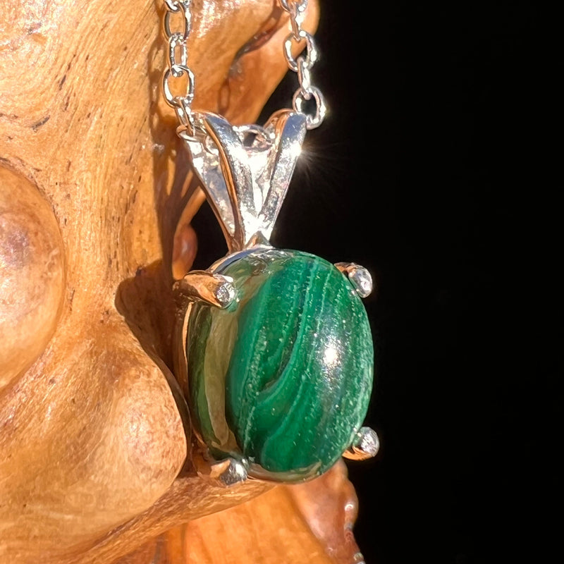 Malachite Necklace Sterling Silver #6227-Moldavite Life