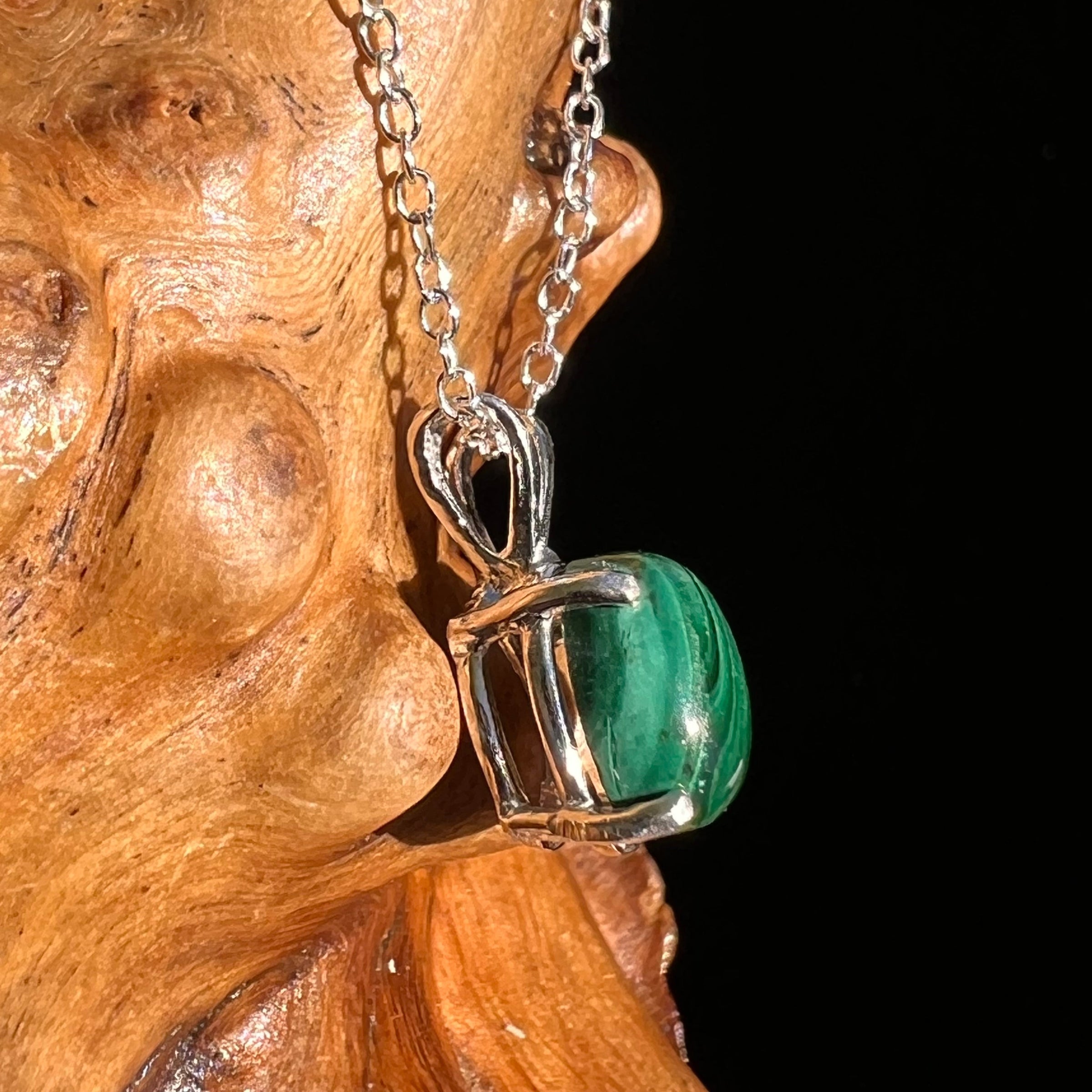 Malachite Necklace Sterling Silver #6227-Moldavite Life