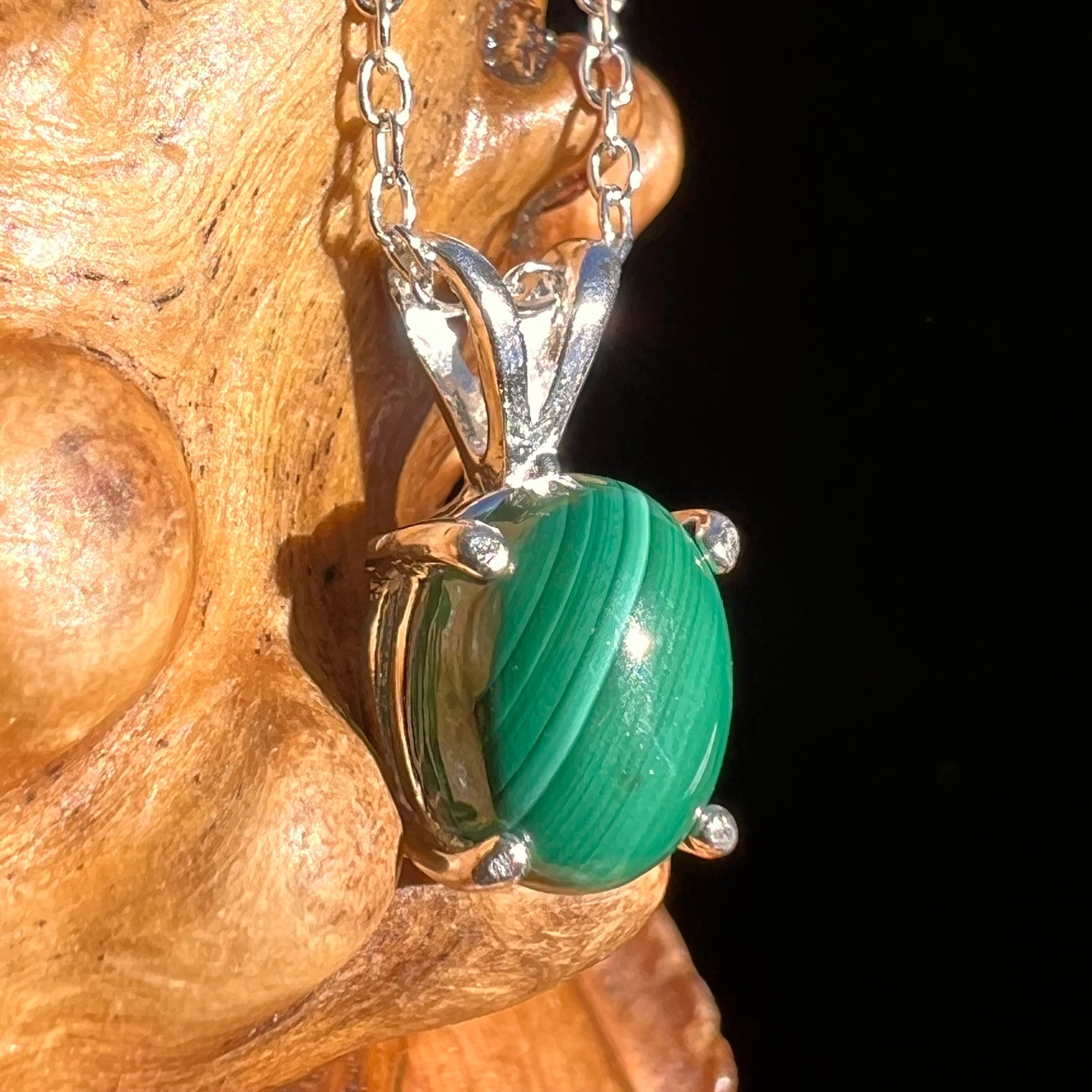 Malachite Necklace Sterling Silver #6228-Moldavite Life