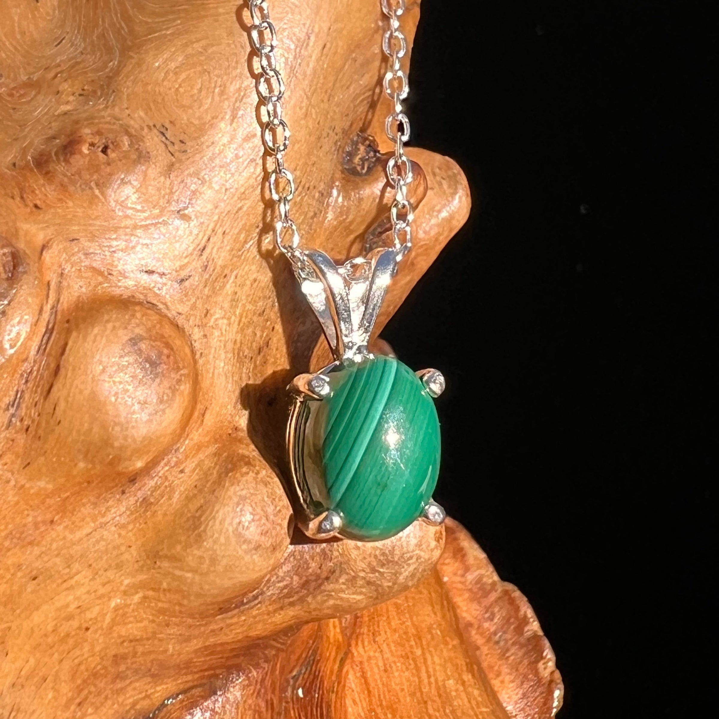 Malachite Necklace Sterling Silver #6228-Moldavite Life