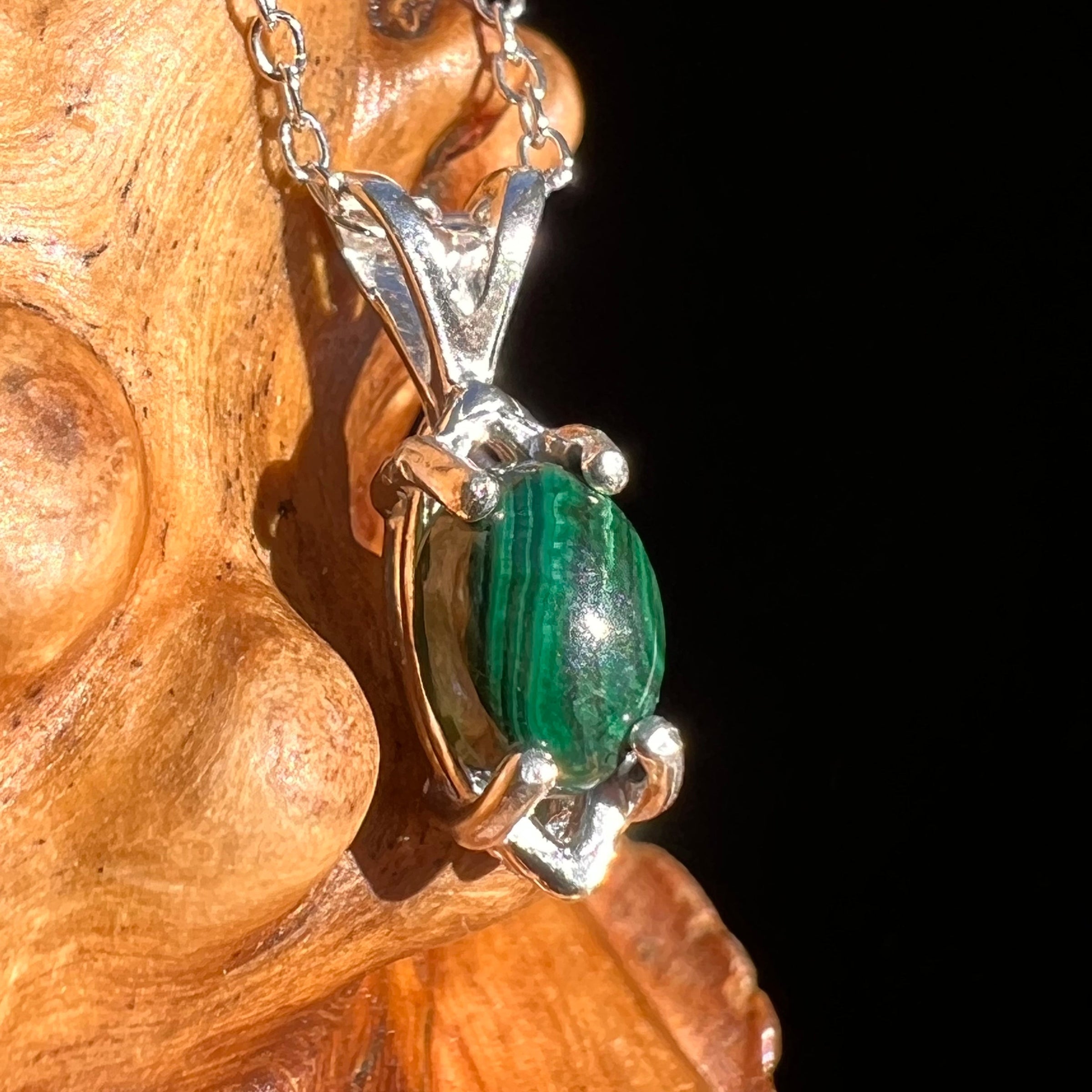 Malachite Necklace Sterling Silver #6236-Moldavite Life