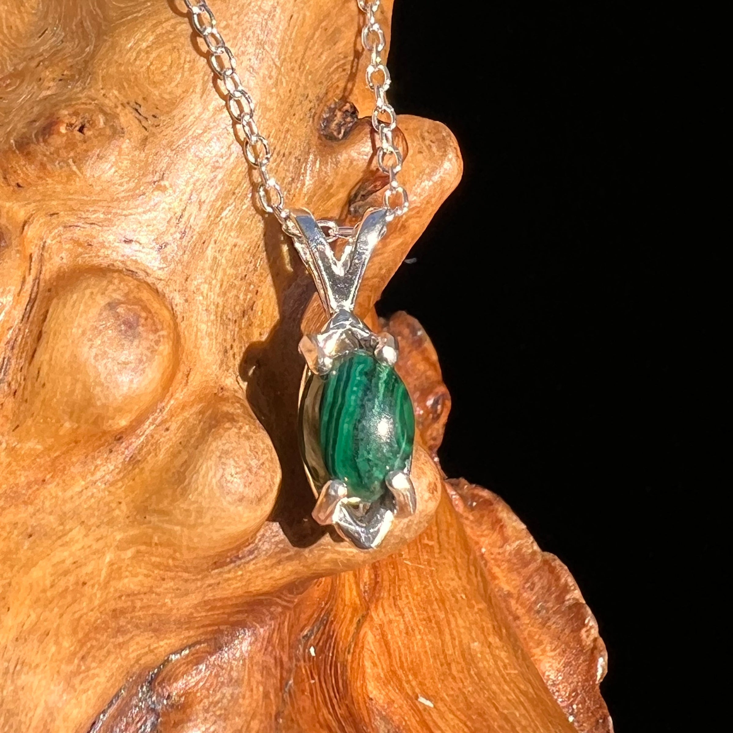 Malachite Necklace Sterling Silver #6236-Moldavite Life