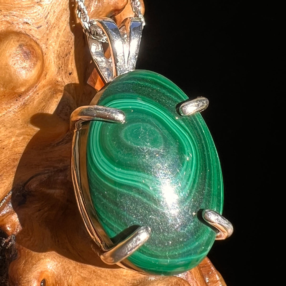 Malachite Pendant Sterling Silver #5627-Moldavite Life