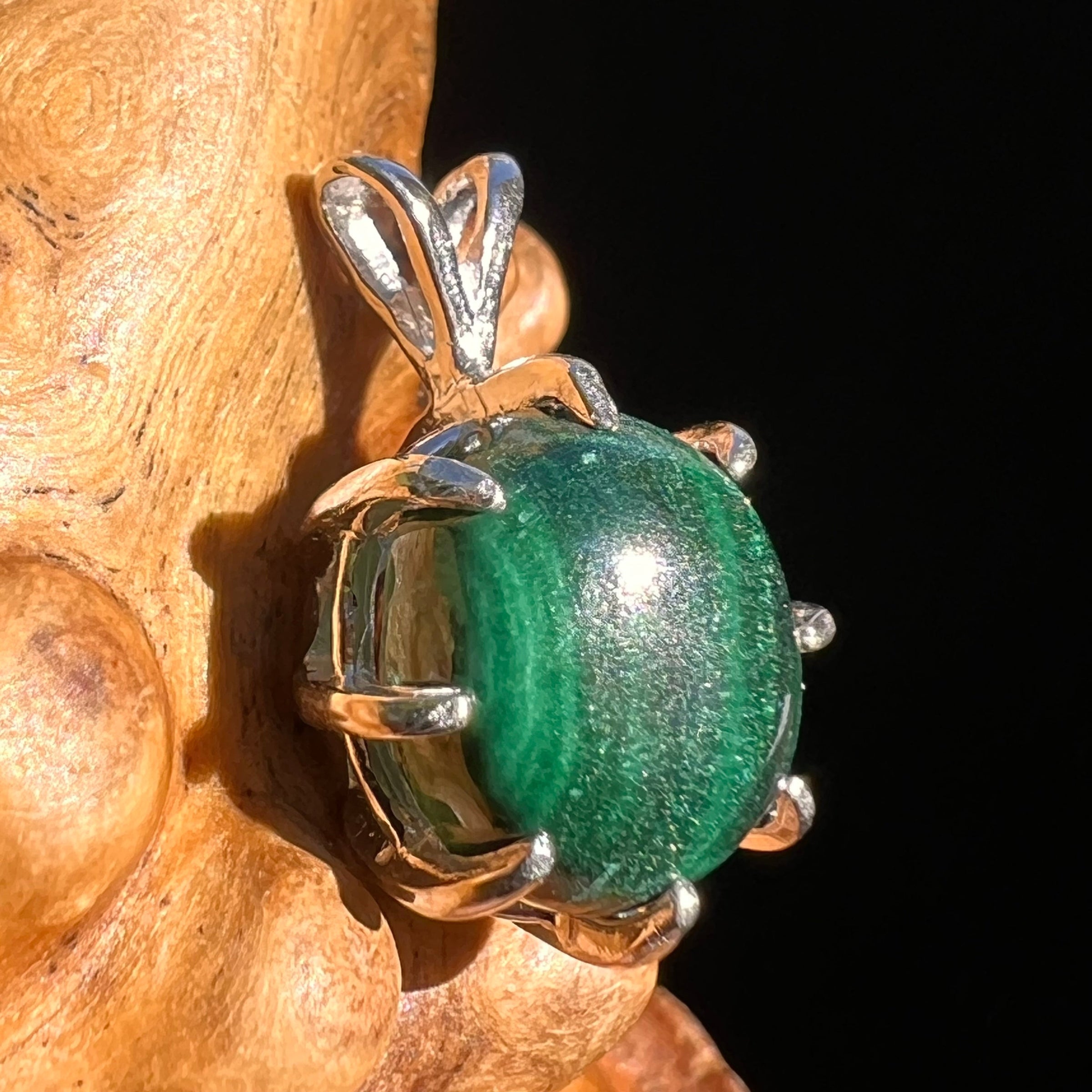 Malachite Pendant Sterling Silver #6231-Moldavite Life