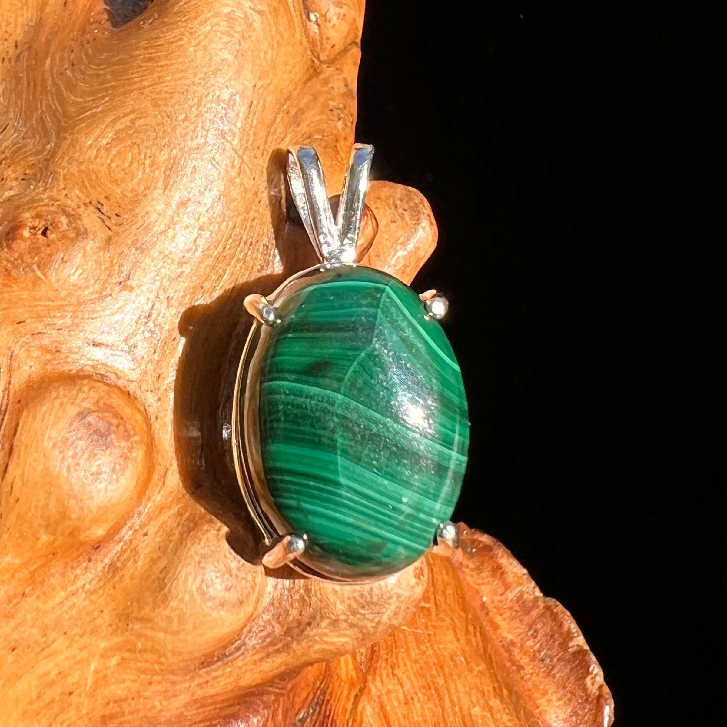 Malachite Pendant Sterling Silver #6238-Moldavite Life