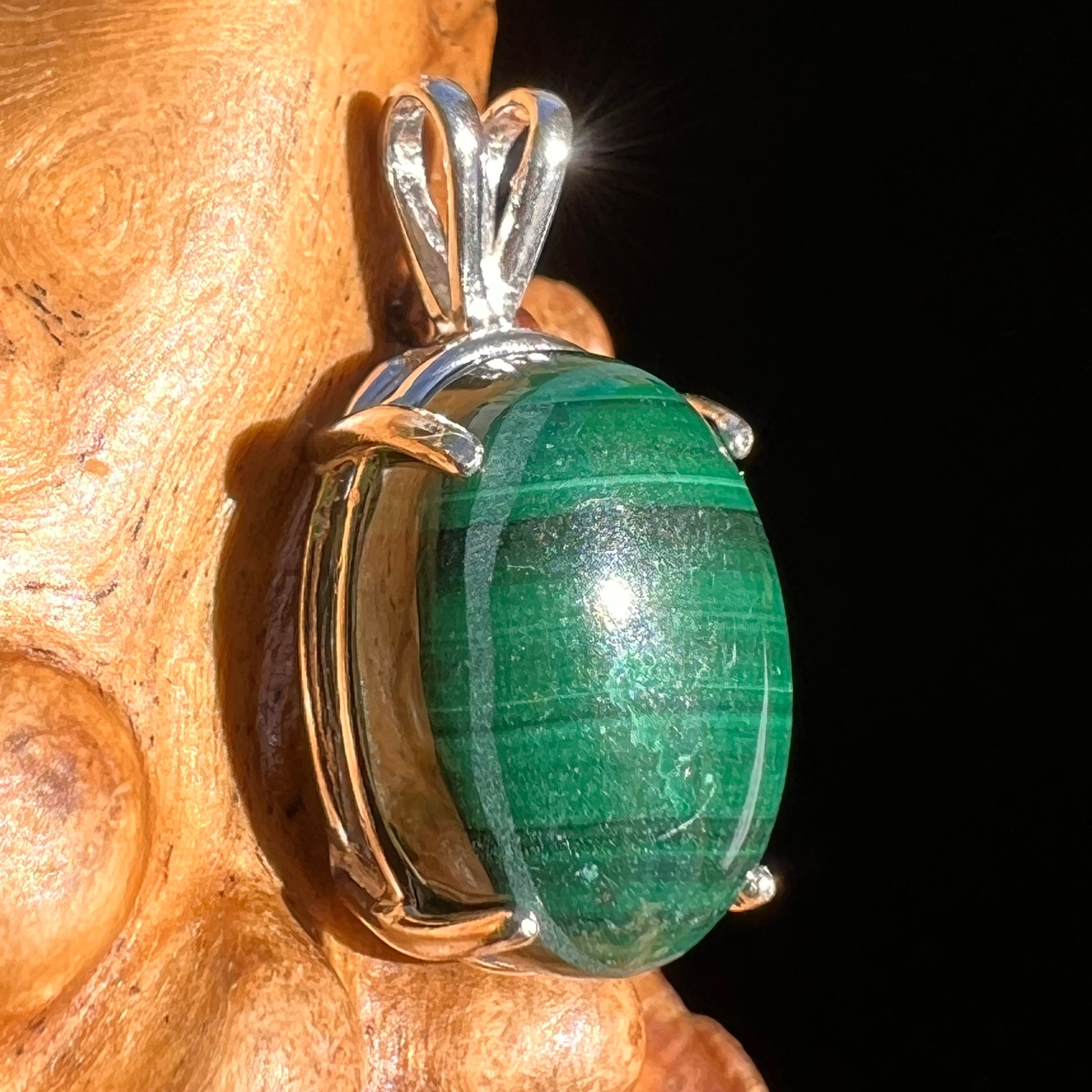 Malachite Pendant Sterling Silver #6240-Moldavite Life