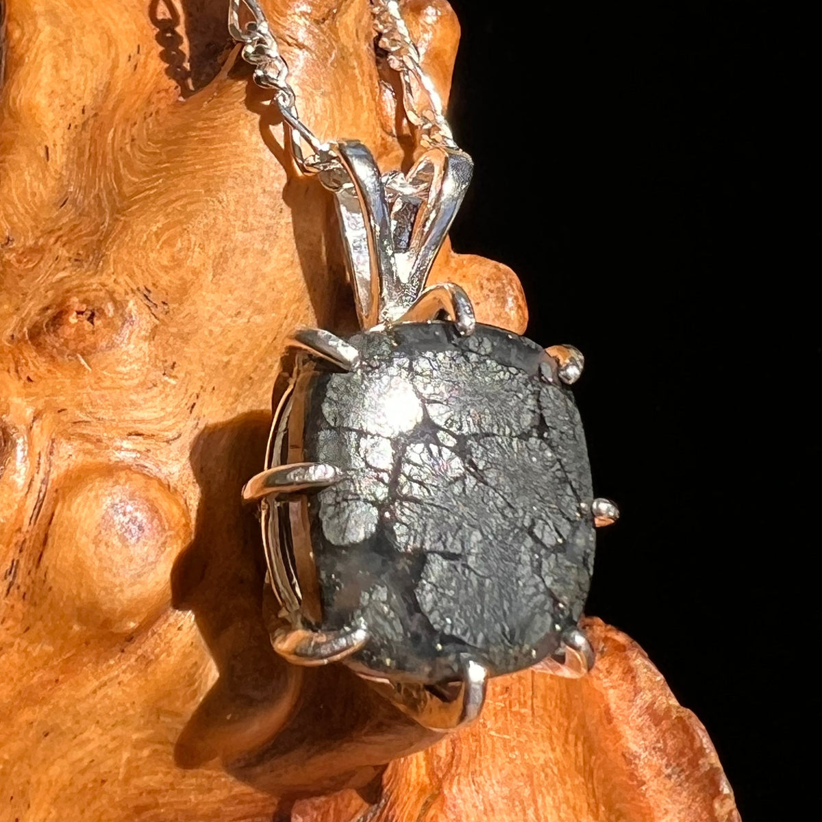 Marcasite & Moldavite Pendant Sterling Silver #6503-Moldavite Life