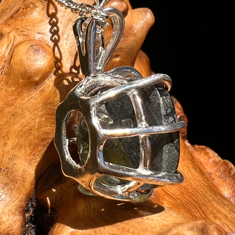 Marcasite & Moldavite Pendant Sterling Silver #6503-Moldavite Life