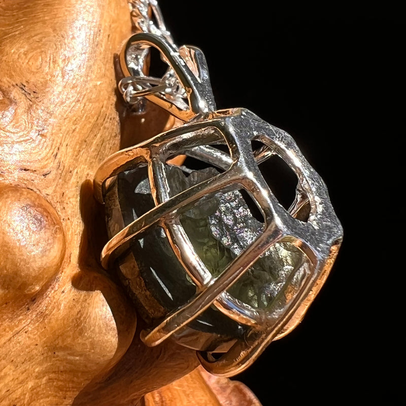 Marcasite & Moldavite Pendant Sterling Silver #6503-Moldavite Life