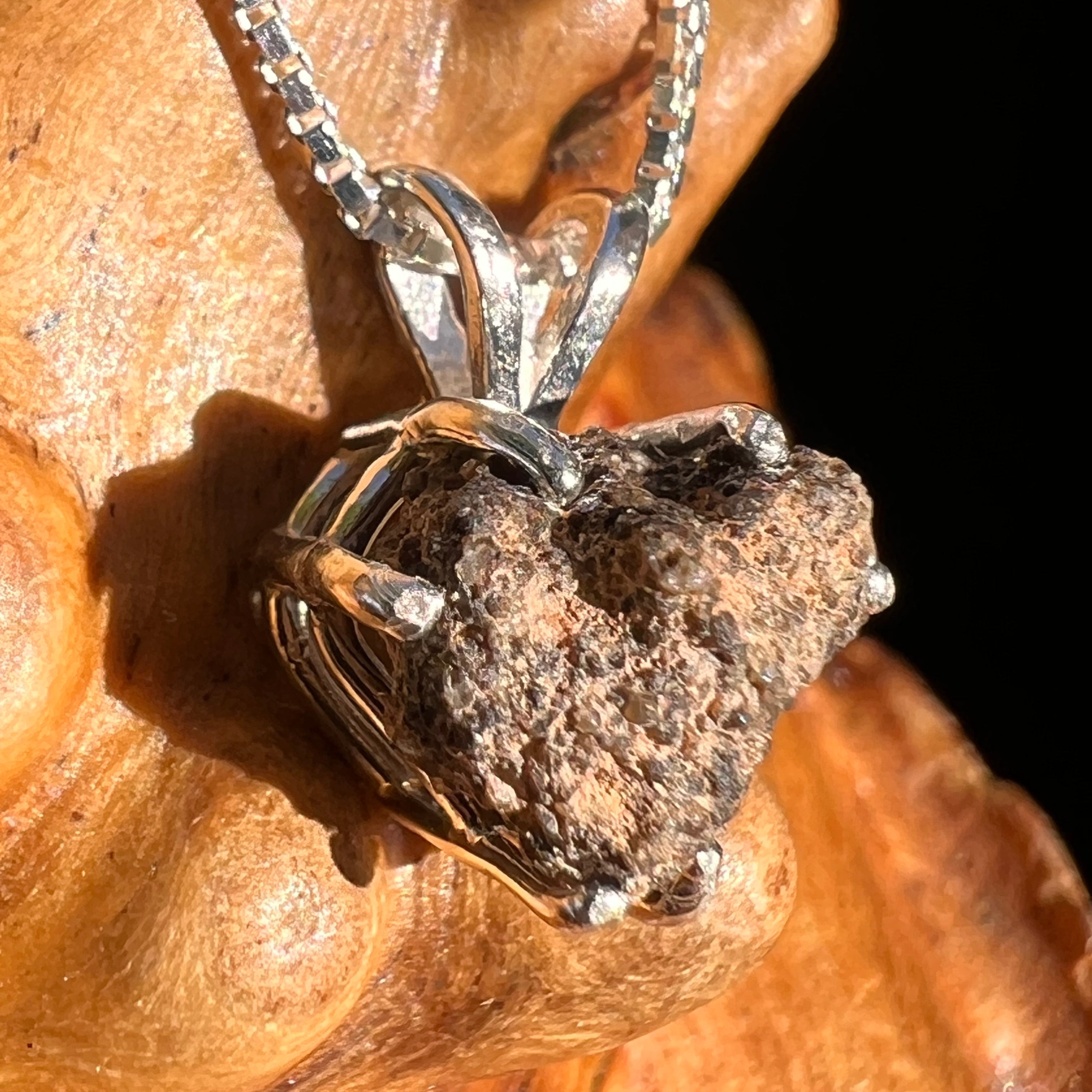 Mars Meteorite Necklace Sterling NWA 7397 | Moldavite Life