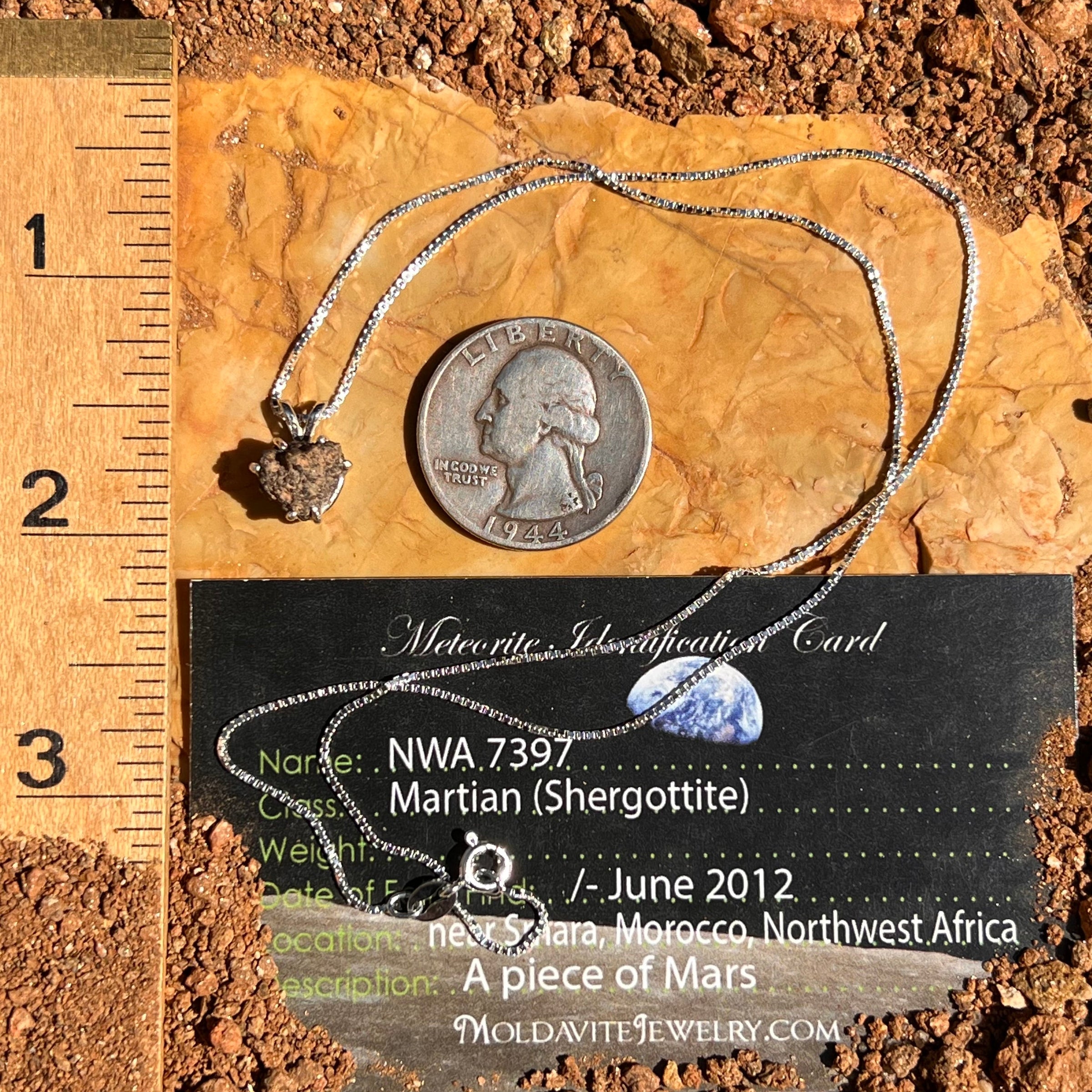 Mars Meteorite Pendant Necklace Sterling #6324-Moldavite Life