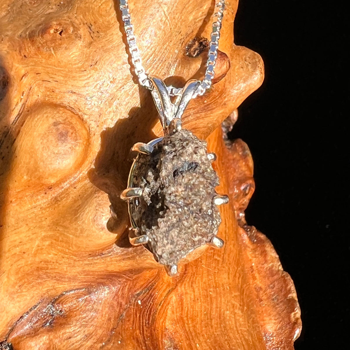 Mars Meteorite Pendant Necklace Sterling #6326-Moldavite Life