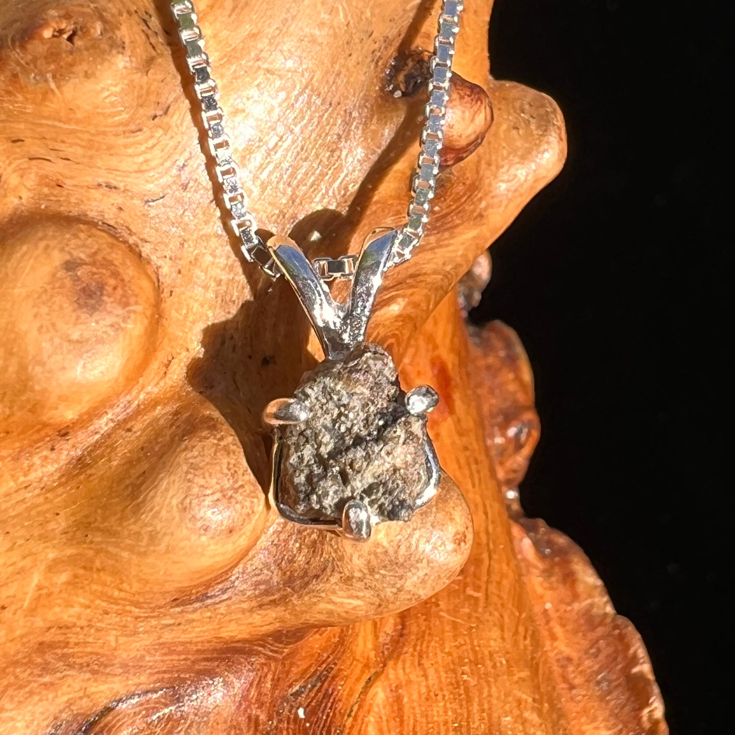 Mars Meteorite Pendant Necklace Sterling #6330-Moldavite Life