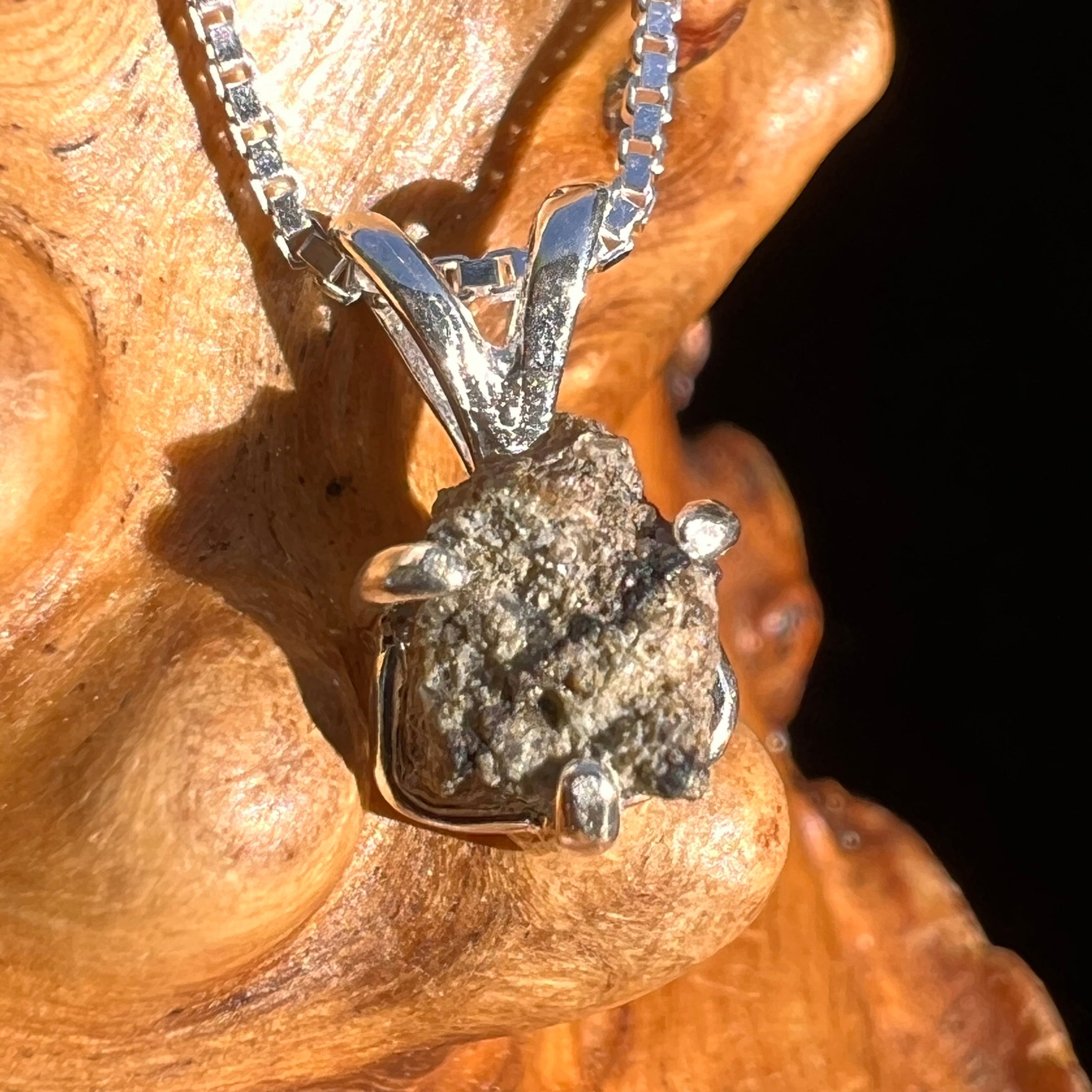 Mars Meteorite Pendant Necklace Sterling #6330-Moldavite Life