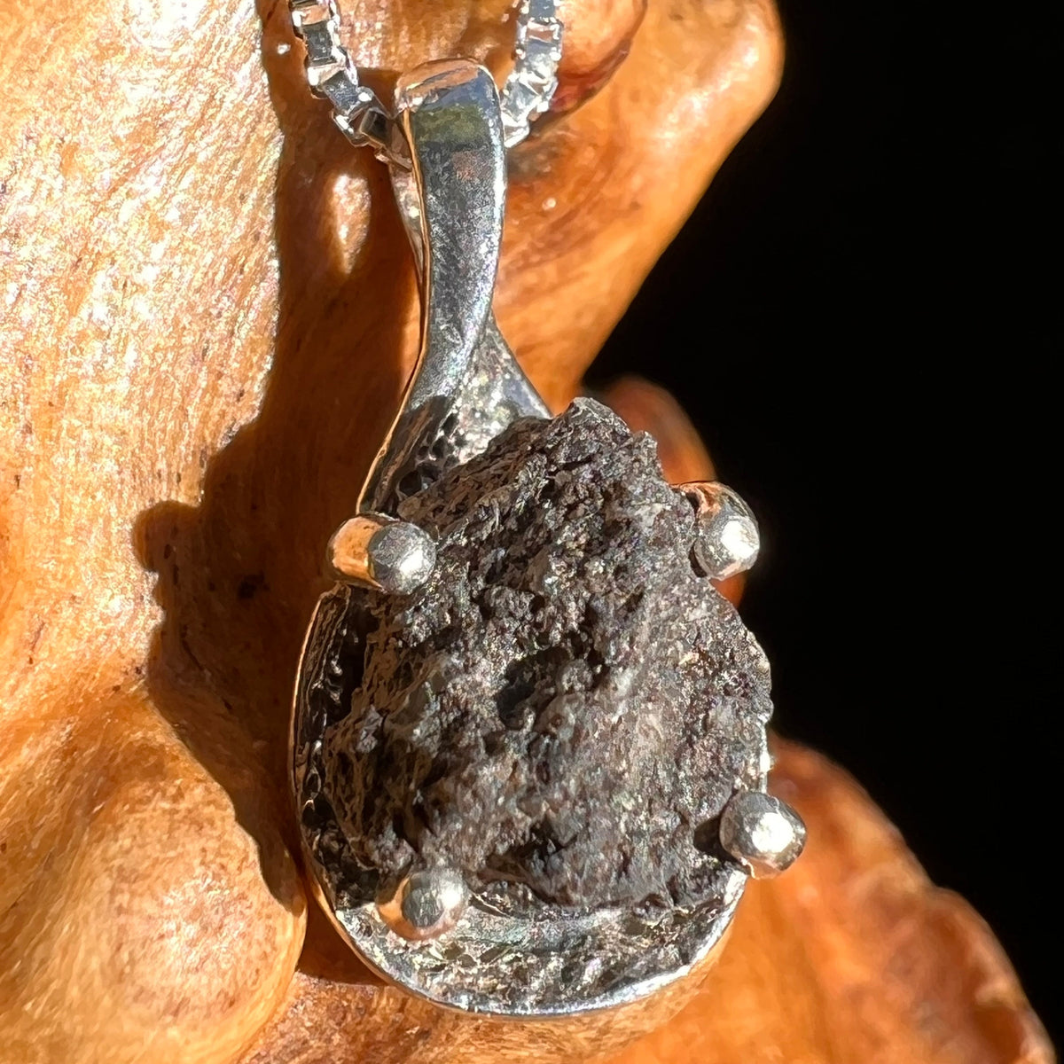 Mars Meteorite Pendant Necklace Sterling #6339-Moldavite Life