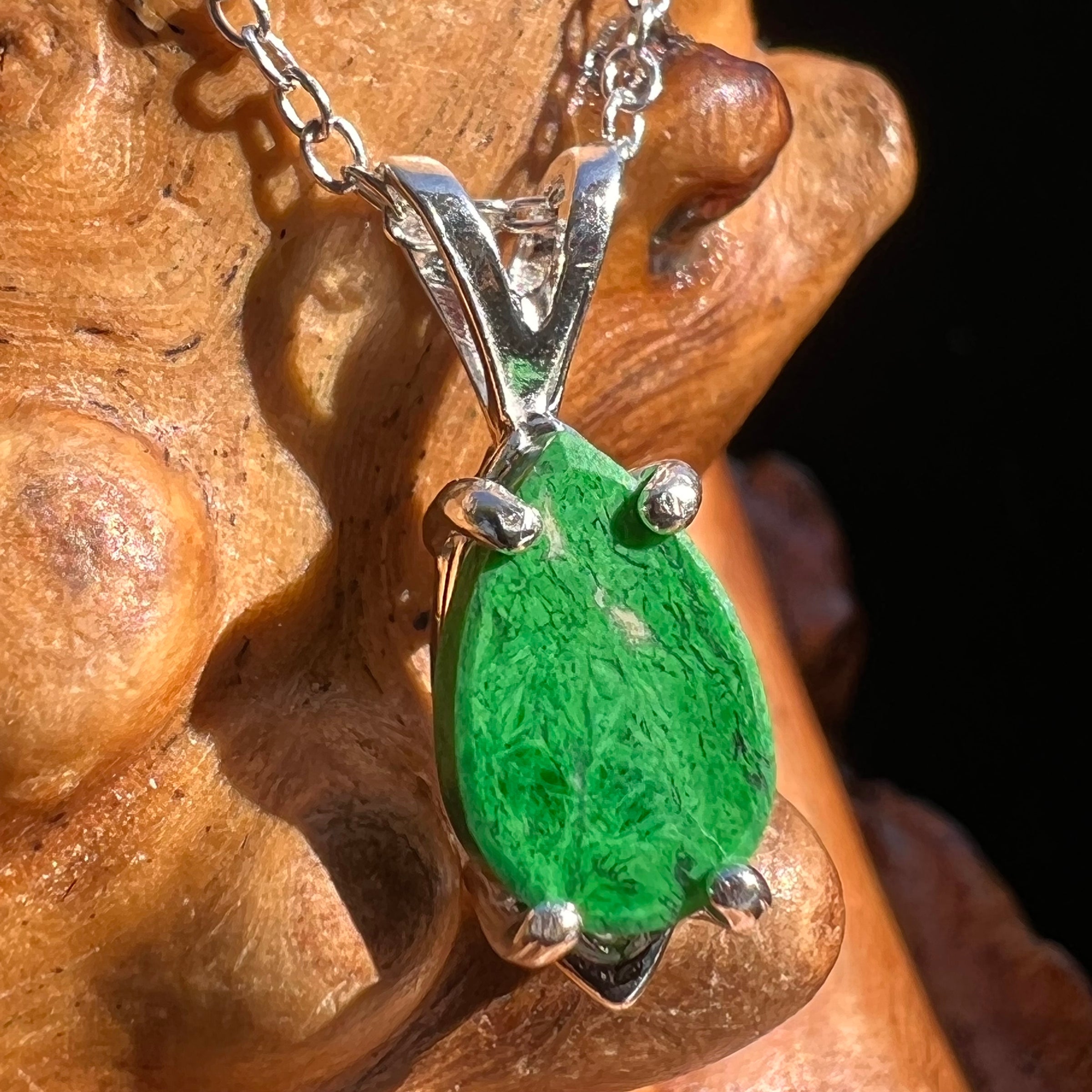 Maw Sit Sit Jade Necklace Sterling Silver #2862-Moldavite Life