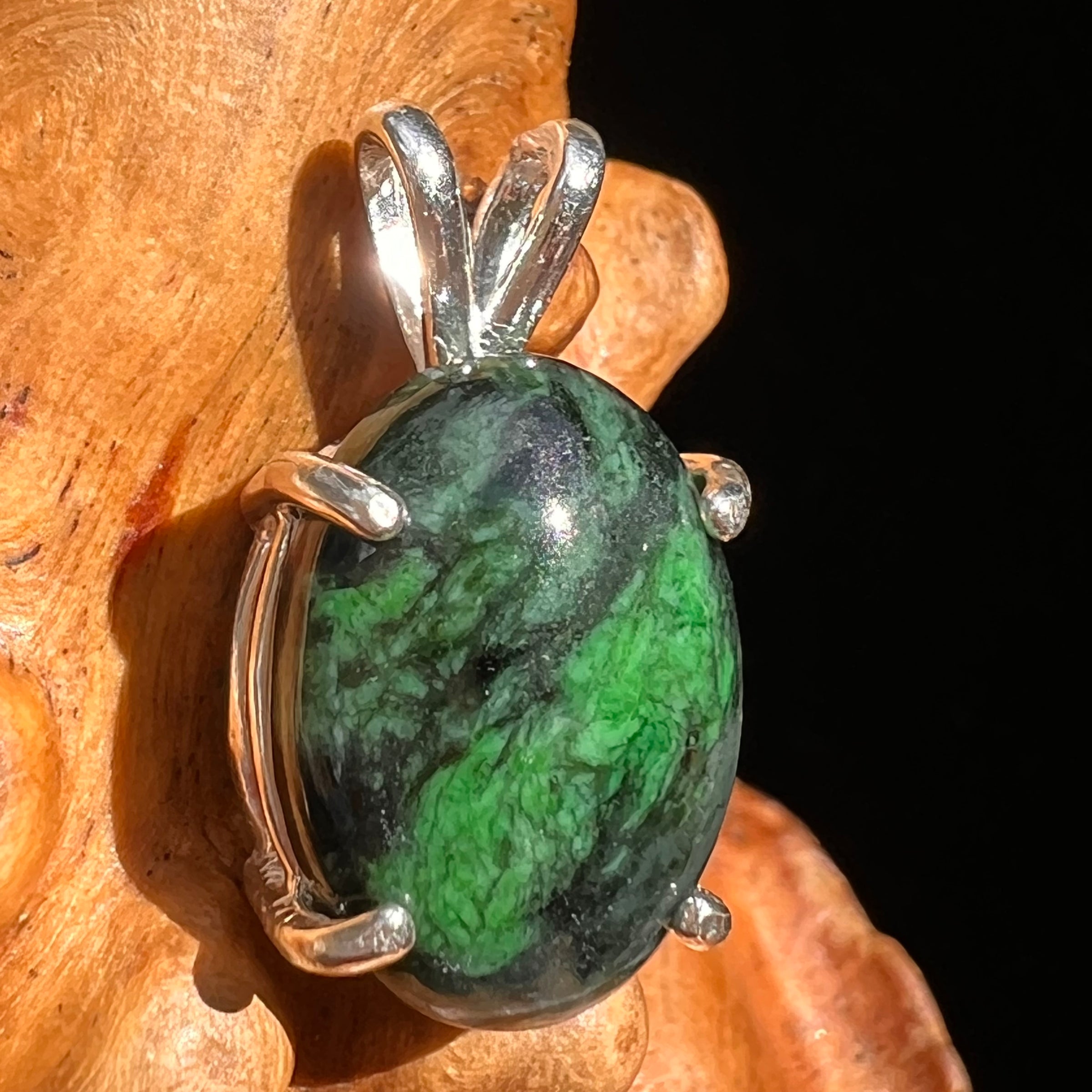 Maw Sit Sit Jade Pendant Sterling Silver #7048-Moldavite Life