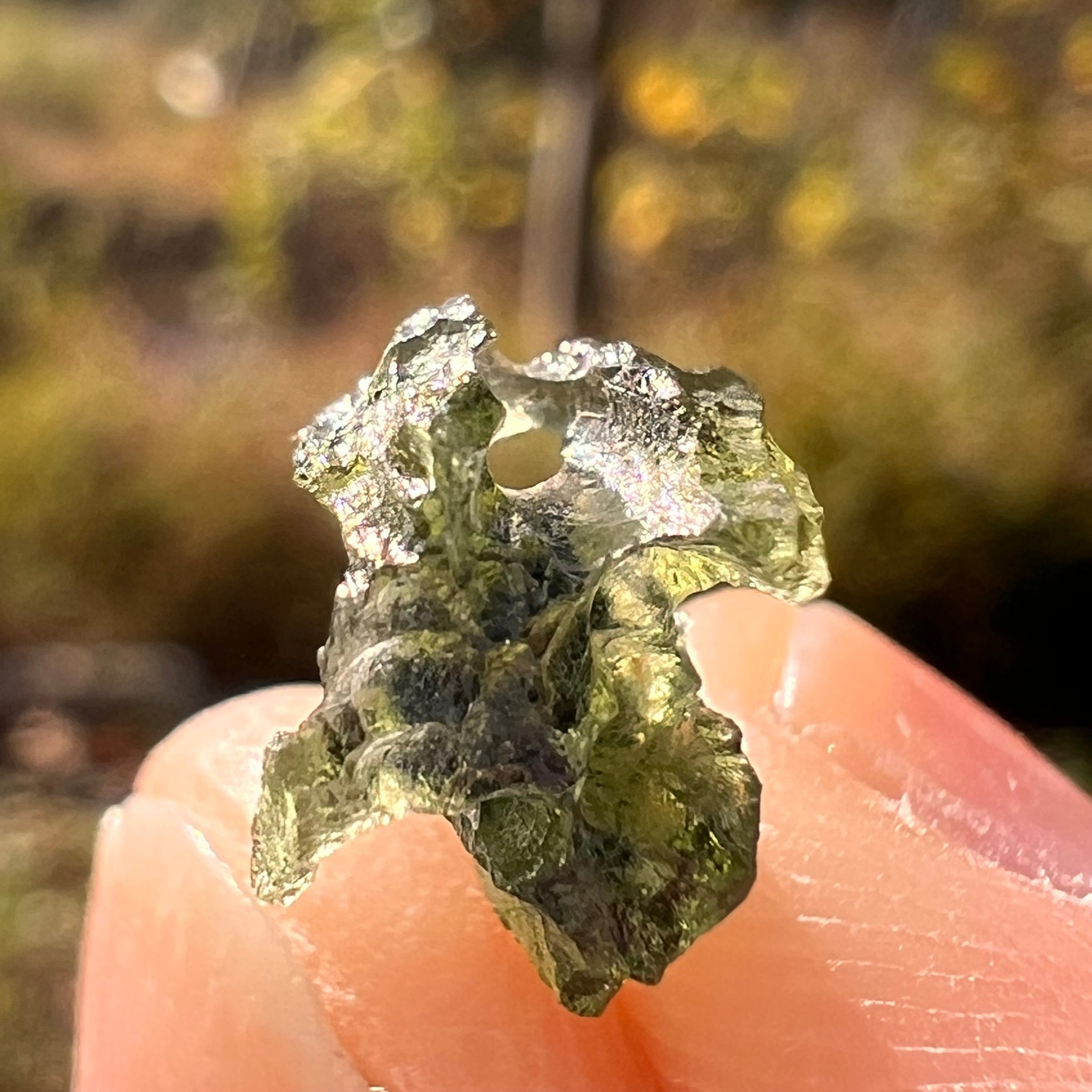 Moldavite 0.6 gram Natural Hole #2292-Moldavite Life