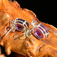 Moldavite & Amethyst Earrings Sterling Silver #8588-Moldavite Life