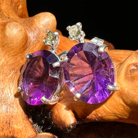 Moldavite & Amethyst Earrings Sterling Silver #8588-Moldavite Life