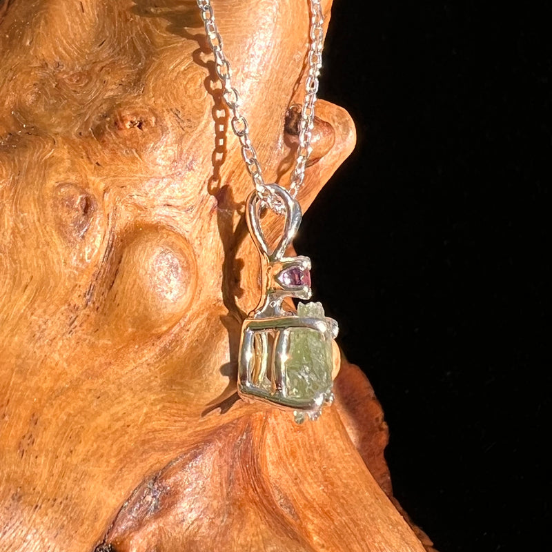 Moldavite & Amethyst Necklace Sterling #7262-Moldavite Life