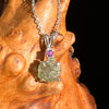 Moldavite & Amethyst Necklace Sterling #7265-Moldavite Life