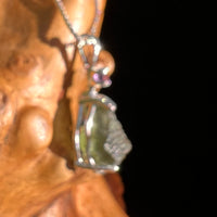 Moldavite & Amethyst Necklace Sterling #7268-Moldavite Life