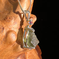 Moldavite & Amethyst Necklace Sterling #7268-Moldavite Life