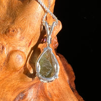 Moldavite & Amethyst Necklace Sterling #7268-Moldavite Life