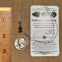 Moldavite & Amethyst Necklace Sterling Silver #6489-Moldavite Life