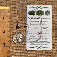 Moldavite & Amethyst Necklace Sterling Silver #6623-Moldavite Life