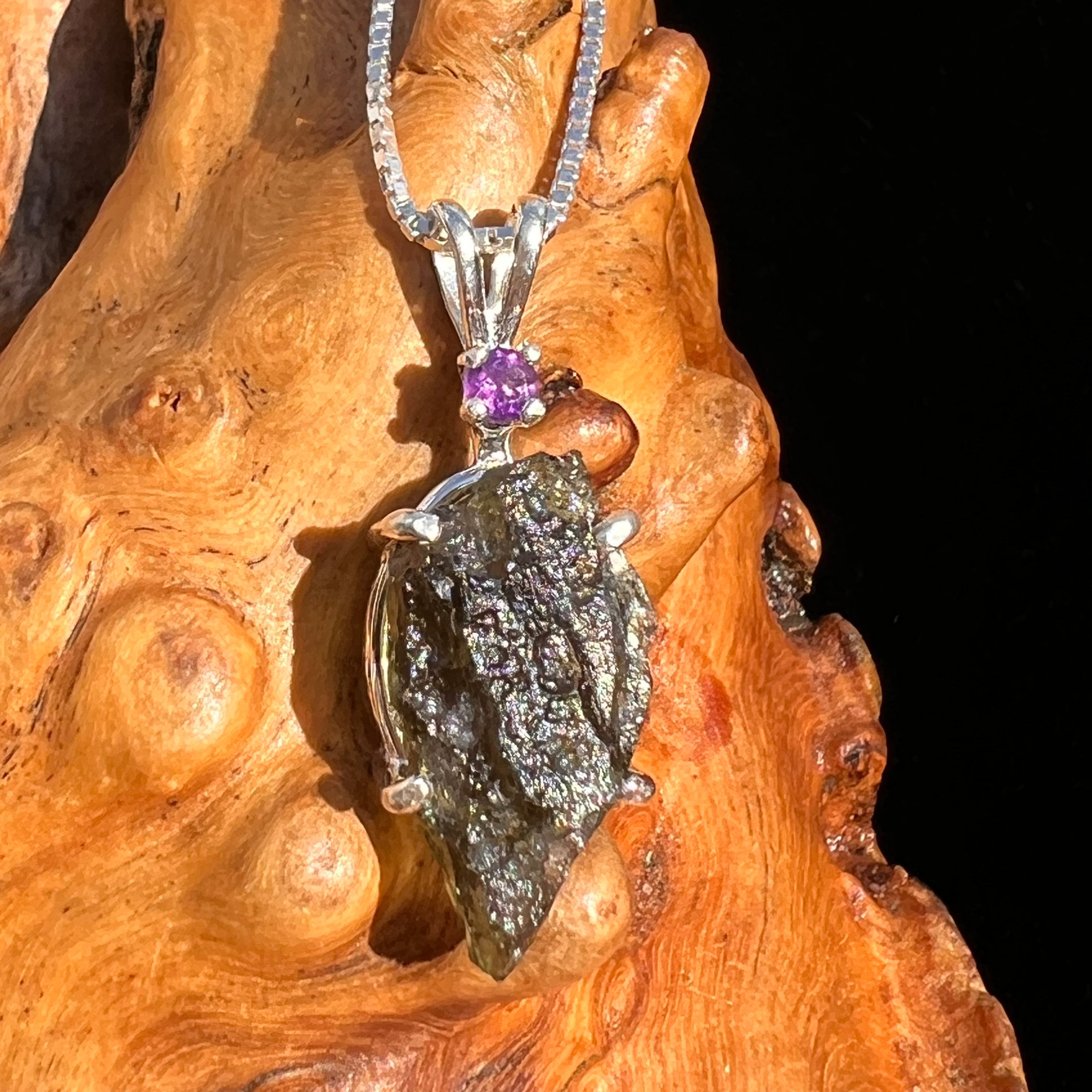 Selling Moldavite Amethyst Sterling Silver Faceted Pendant ( 58 )