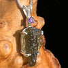 Moldavite & Amethyst Necklace Sterling Silver #6777-Moldavite Life